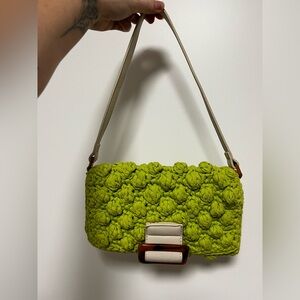 Green Textured Women Bag